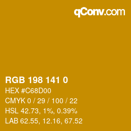 Color code: RGB 198 141 0 | qconv.com