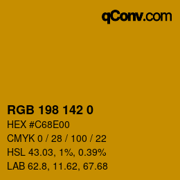 Color code: RGB 198 142 0 | qconv.com