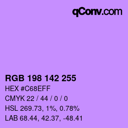 Color code: RGB 198 142 255 | qconv.com