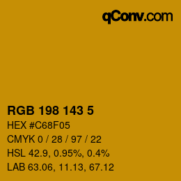 カラーコード: RGB 198 143 5 | qconv.com