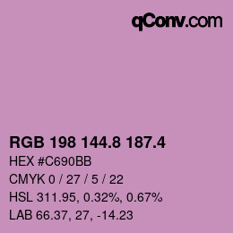 カラーコード: RGB 198 144.8 187.4 | qconv.com