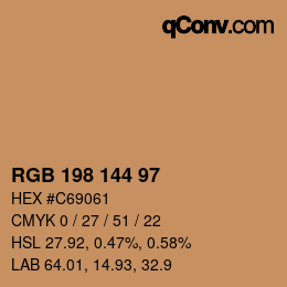 Color code: RGB 198 144 97 | qconv.com