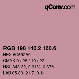 カラーコード: RGB 198 146.2 160.6 | qconv.com