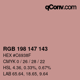 Color code: RGB 198 147 143 | qconv.com