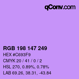 Color code: RGB 198 147 249 | qconv.com