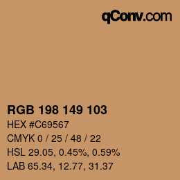 Color code: RGB 198 149 103 | qconv.com