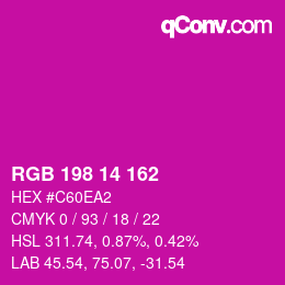 Color code: RGB 198 14 162 | qconv.com