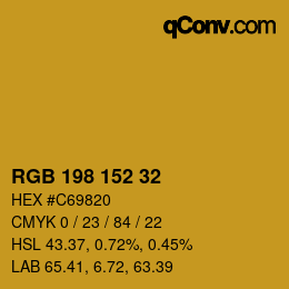 Color code: RGB 198 152 32 | qconv.com