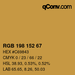 颜色代码: RGB 198 152 67 | qconv.com