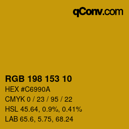 Color code: RGB 198 153 10 | qconv.com