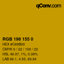 Color code: RGB 198 155 0 | qconv.com