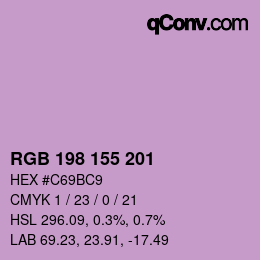 Color code: RGB 198 155 201 | qconv.com