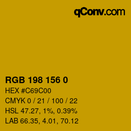 Color code: RGB 198 156 0 | qconv.com