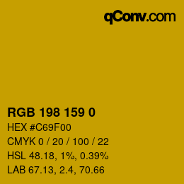 Color code: RGB 198 159 0 | qconv.com