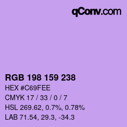 Color code: RGB 198 159 238 | qconv.com