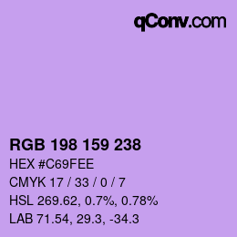 Color code: RGB 198 159 238 | qconv.com