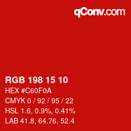 Color code: RGB 198 15 10 | qconv.com