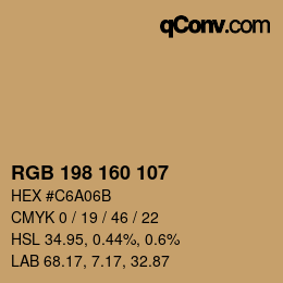 Color code: RGB 198 160 107 | qconv.com