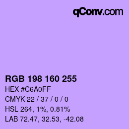 Color code: RGB 198 160 255 | qconv.com
