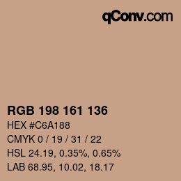 カラーコード: RGB 198 161 136 | qconv.com