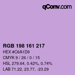 Color code: RGB 198 161 217 | qconv.com