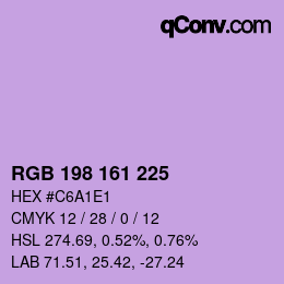 Farbcode: RGB 198 161 225 | qconv.com