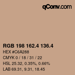 カラーコード: RGB 198 162.4 136.4 | qconv.com