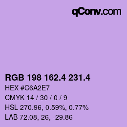 カラーコード: RGB 198 162.4 231.4 | qconv.com