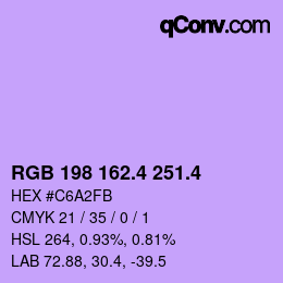 カラーコード: RGB 198 162.4 251.4 | qconv.com
