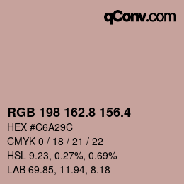 カラーコード: RGB 198 162.8 156.4 | qconv.com