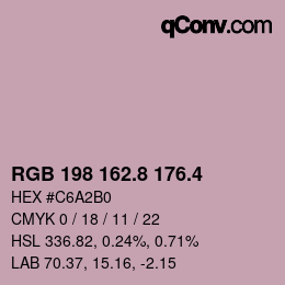 カラーコード: RGB 198 162.8 176.4 | qconv.com