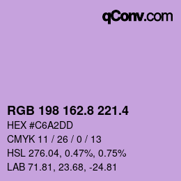 カラーコード: RGB 198 162.8 221.4 | qconv.com