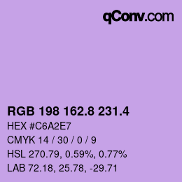 カラーコード: RGB 198 162.8 231.4 | qconv.com