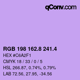 カラーコード: RGB 198 162.8 241.4 | qconv.com