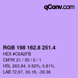 カラーコード: RGB 198 162.8 251.4 | qconv.com