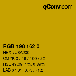 Color code: RGB 198 162 0 | qconv.com