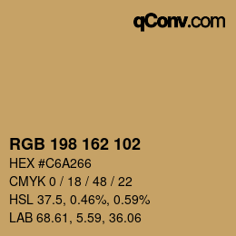 Color code: RGB 198 162 102 | qconv.com