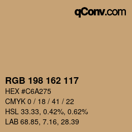 Color code: RGB 198 162 117 | qconv.com