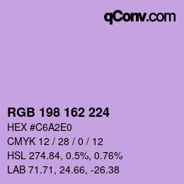 Color code: RGB 198 162 224 | qconv.com