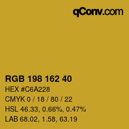 Color code: RGB 198 162 40 | qconv.com