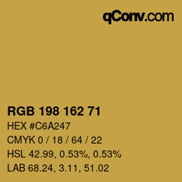 Color code: RGB 198 162 71 | qconv.com