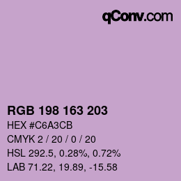 Color code: RGB 198 163 203 | qconv.com