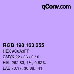 Color code: RGB 198 163 255 | qconv.com