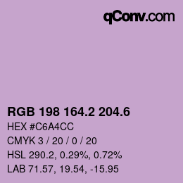 カラーコード: RGB 198 164.2 204.6 | qconv.com
