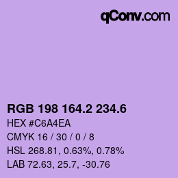 カラーコード: RGB 198 164.2 234.6 | qconv.com