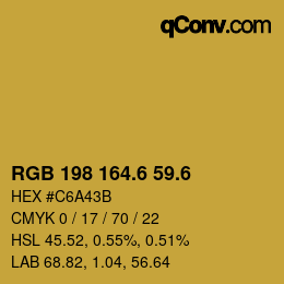 カラーコード: RGB 198 164.6 59.6 | qconv.com