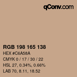 カラーコード: RGB 198 165 138 | qconv.com