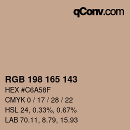 Color code: RGB 198 165 143 | qconv.com