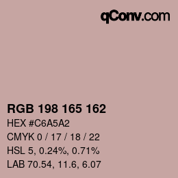 Color code: RGB 198 165 162 | qconv.com