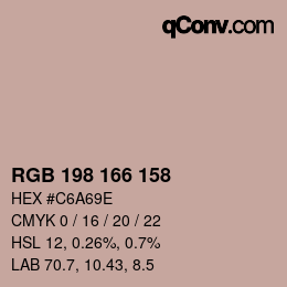 Color code: RGB 198 166 158 | qconv.com